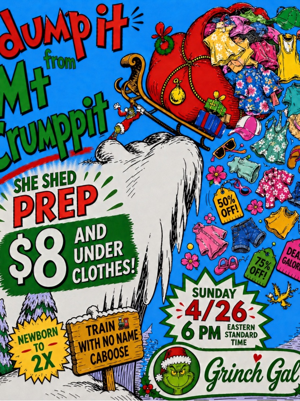 Dump It from Mt Crumpit Grinch Sale Tee - Bright Blue Graphic